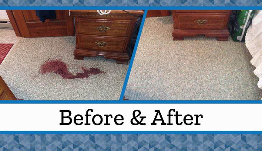 Red Stain on Carpet – Before & After