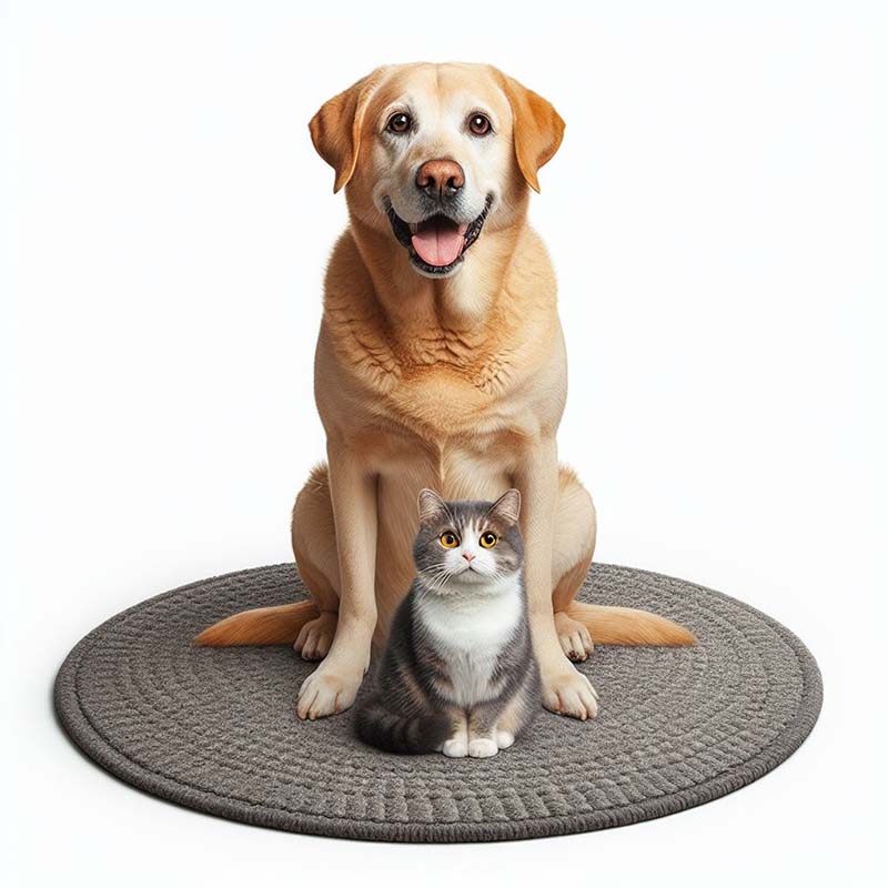 Dog and cat on an area rug