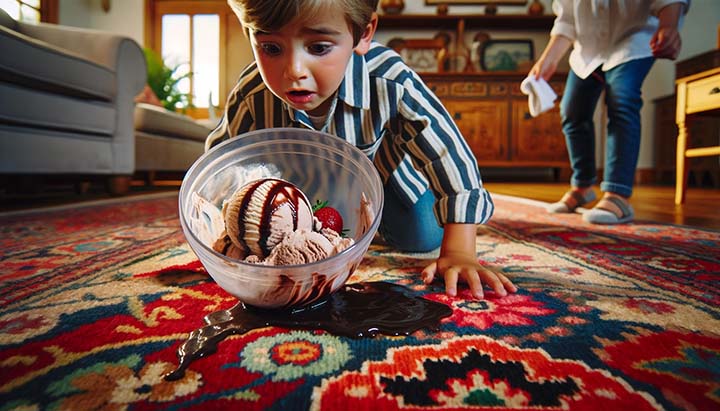 Ice Cream Spill on an Area Rug - Fiber Protector