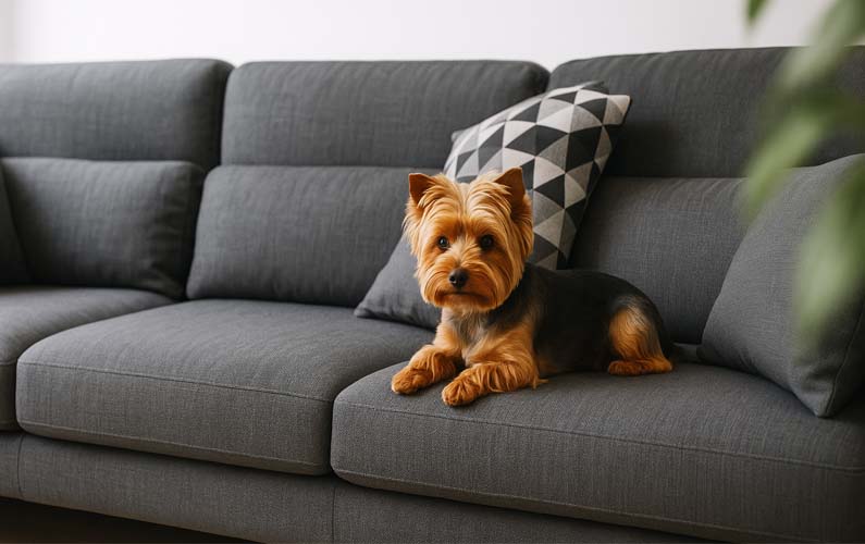 Small Terrier Dog on a couch